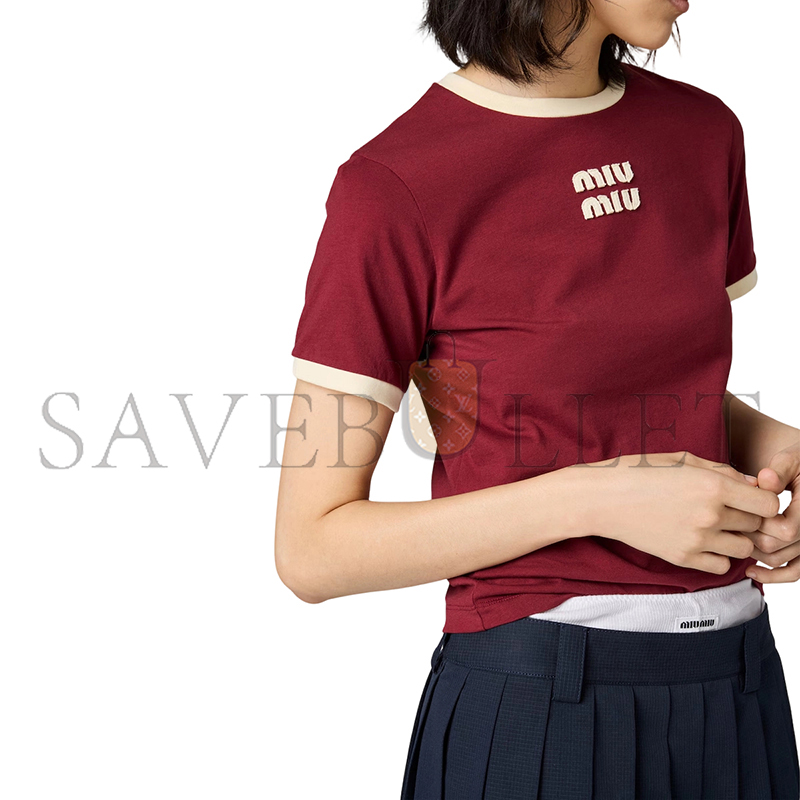 MIU MIU COTTON JERSEY T-SHIRT MJNA17 MIU MIU COTTON JERSEY T-SHIRT MJNA17